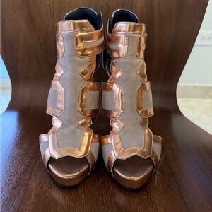 Pierre Hardy Gold and Cream Gladiator Heels
